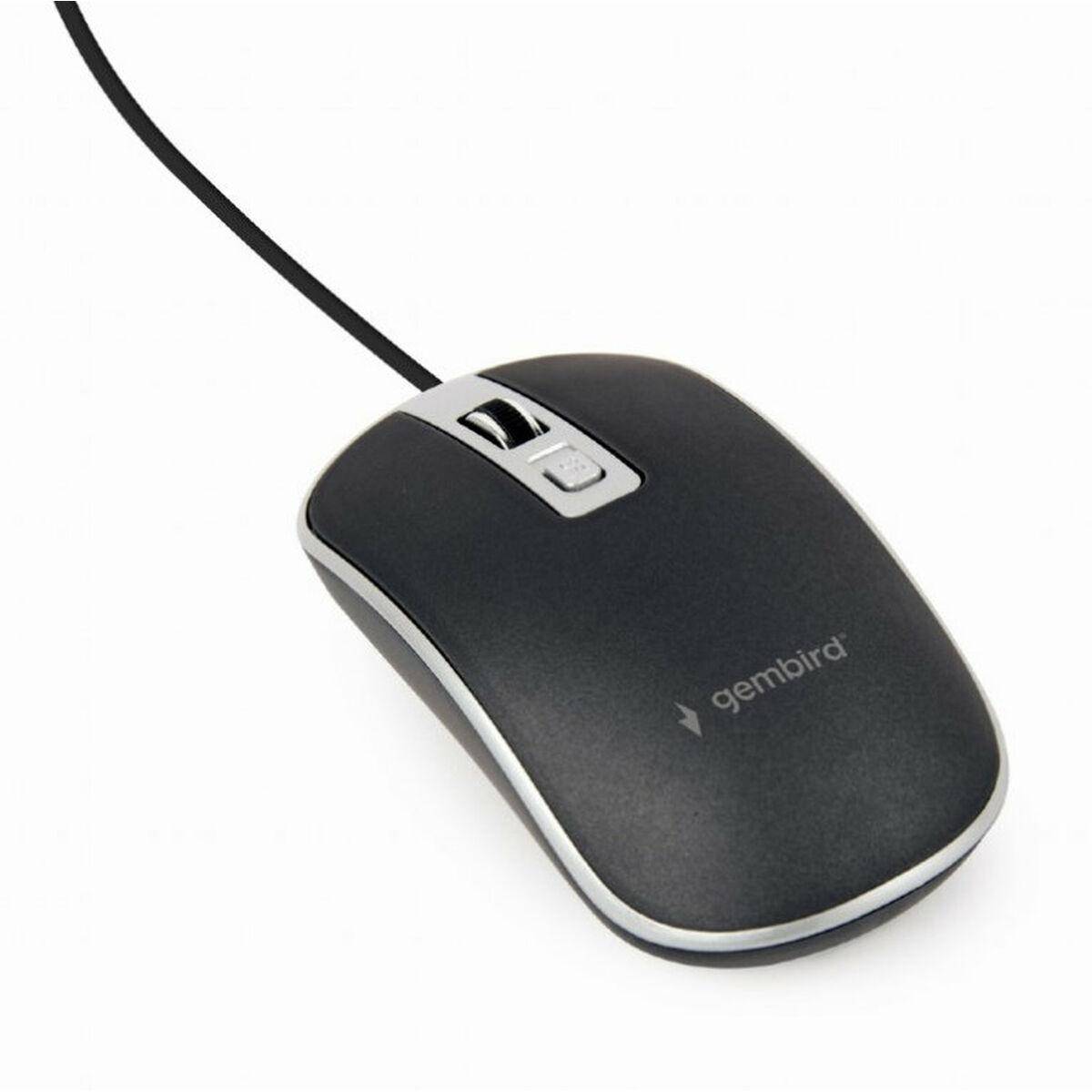 gembird Maus OPT WIRED 4 Tasten USB schwarz/silber - MUS-4B-06-BS