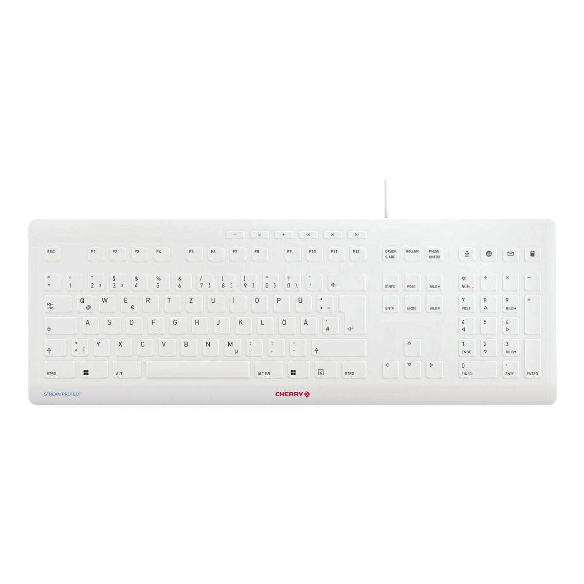 CHERRY TAS STREAM PROTECT KEYBOARD Corded DE-Layout weiß - JK-8502DE-0