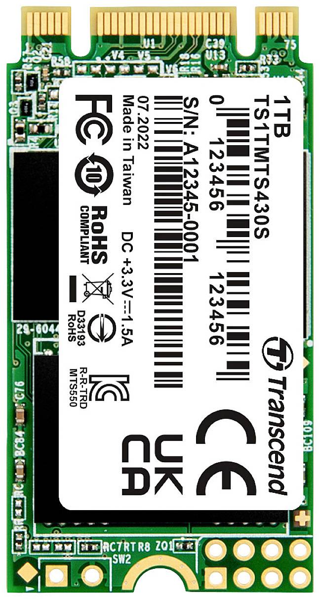 SSD 1TB Transcend M.2 MTS430S (M.2 2242) 3D NAND, SATA3 - TS1TMTS430S