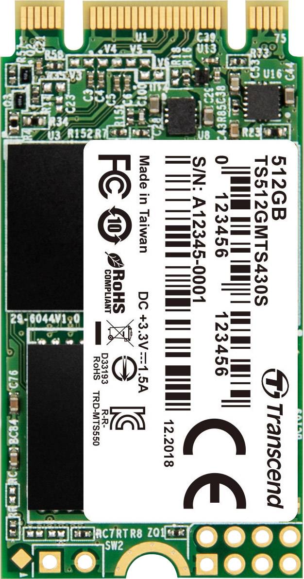 SSD 512GB Transcend M.2 MTS430S (M.2 2242) 3D NAND, SATA3 - TS512GMTS430S