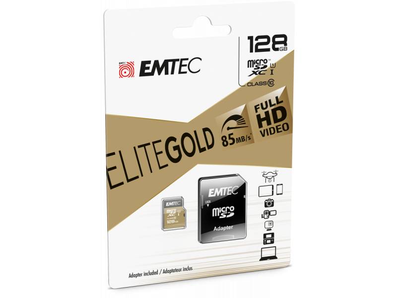 Emtec mSD 256GB UHS-I U1 EliteGold + Adapter - ECMSDM256GXC10GP