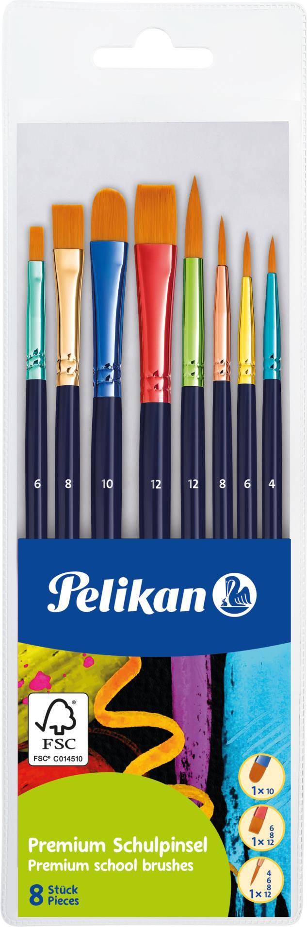 Pelikan Schulpinselset Premium PI8/PB 8 Stück - 701181