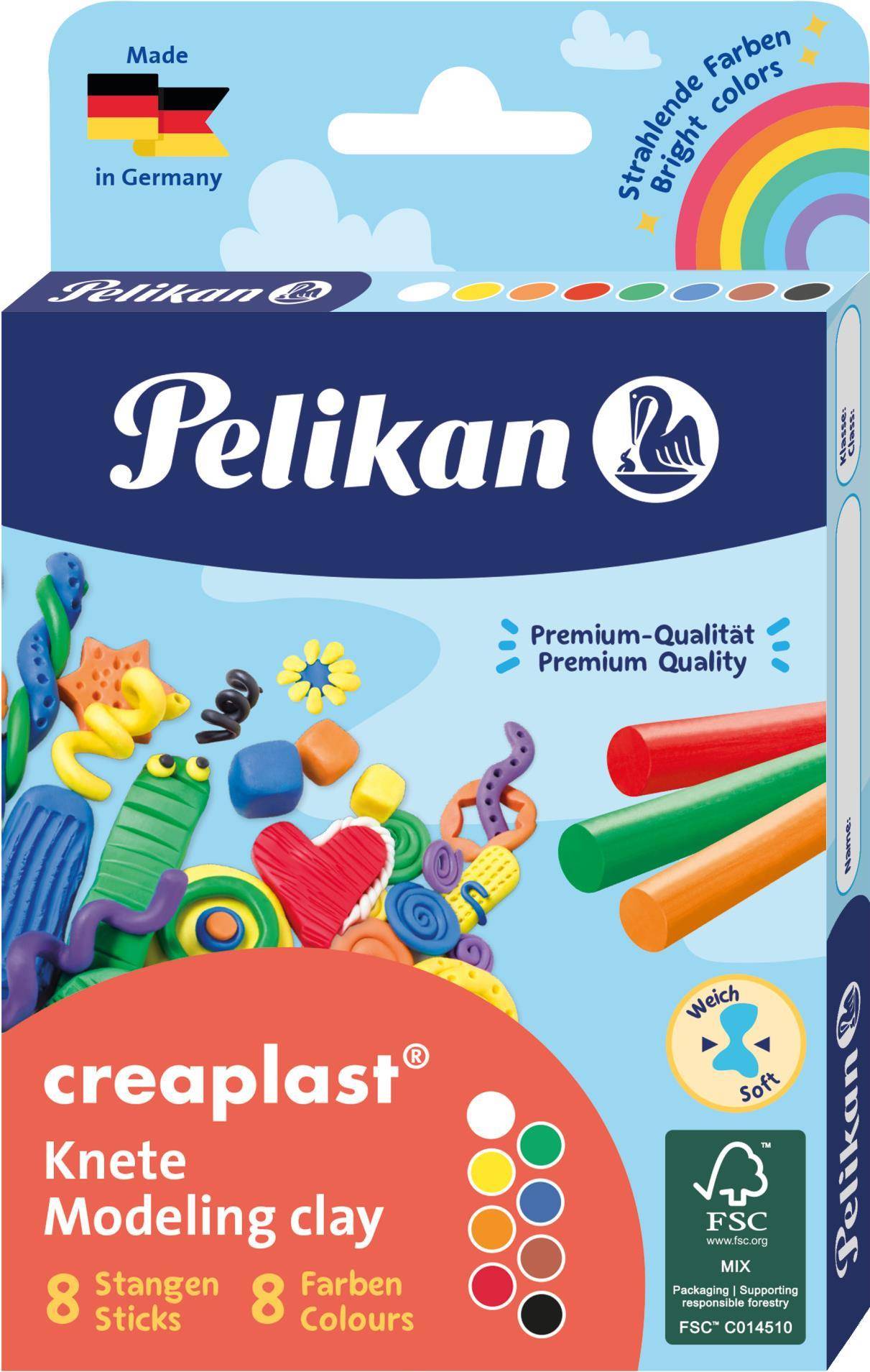 Pelikan Knete Creaplast« 198/8FS, 8 Farben Faltschachtel - 606035