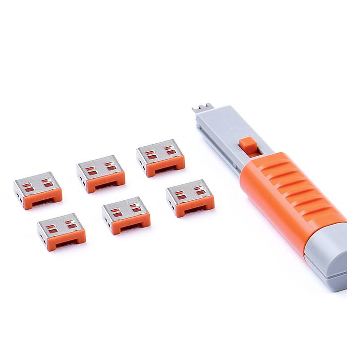 SmartKeeper Basic USB-A Port Blocker orange 6 Stk.+Key - UL03PKOR