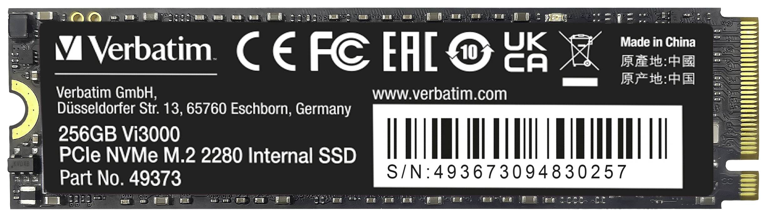 SSD 256GB Verbatim Vi3000 PCIe NVMe M.2