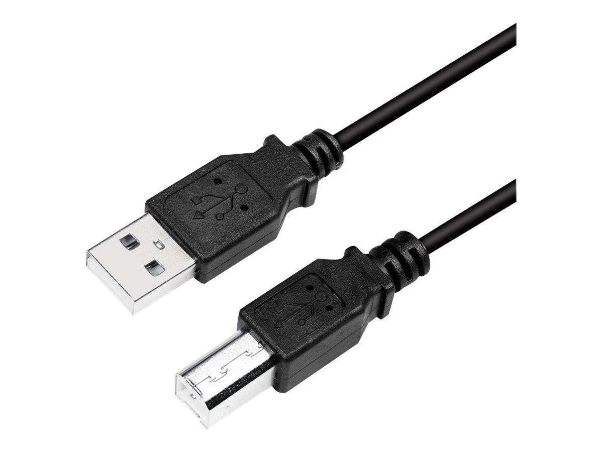 Logilink USB 2.0-Kabel, USB-A/M zu USB-B/M, schwarz, 2 m - CU0007B