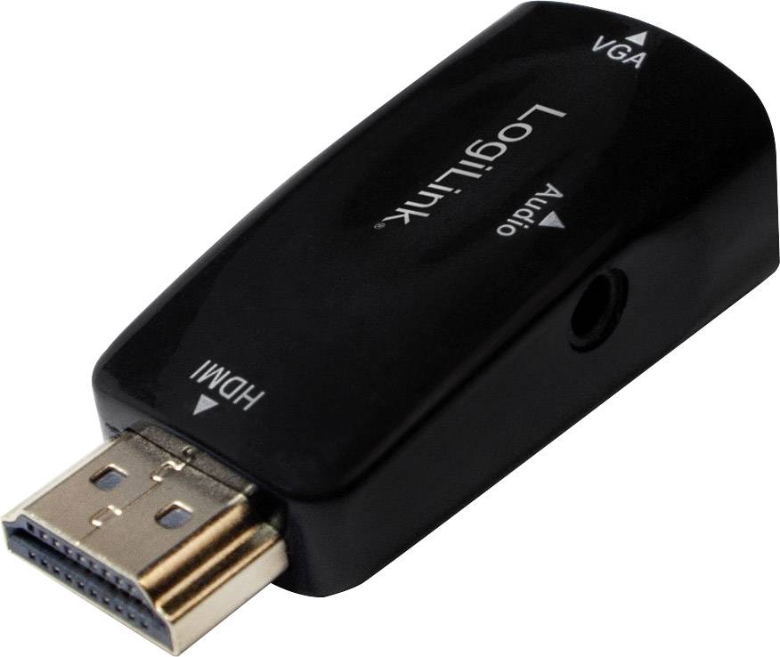 Logilink HDMI-Adapter A/M zu VGA/F + 3,5 mm/W, 1080p, schw.