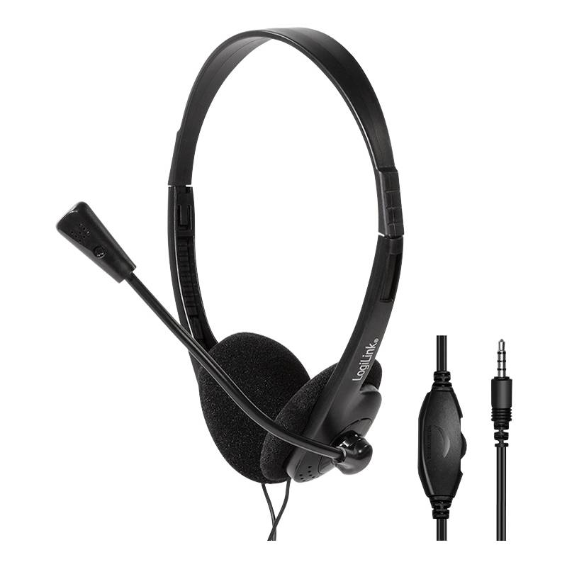 Logilink Stereo-Headset, 1x 3,5-mm-Klinke Bügelmikro Eco-Box - HS0055