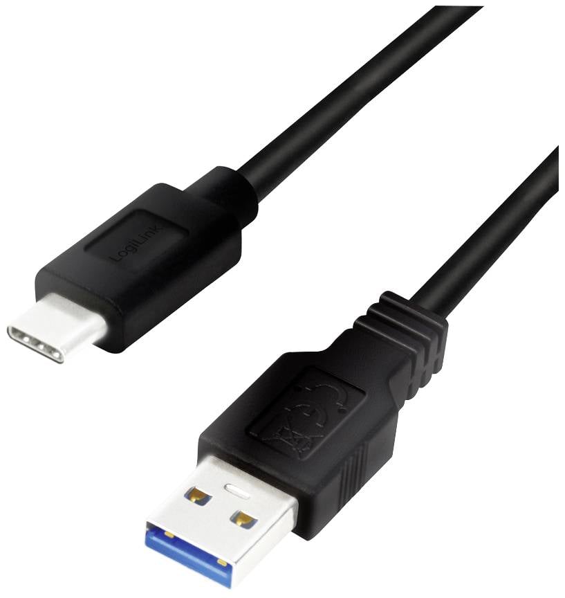 Logilink USB-C Kabel 3.2 Gen1, C/M zu USB-A/M, schwarz 3 m