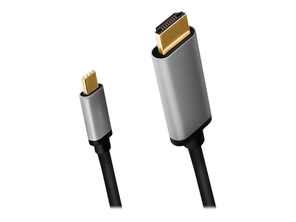 Logilink USB-C Kabel 3.2 Gen1, C/M zu HDMI/M, 4K, Alu 1,8 m - CUA0101