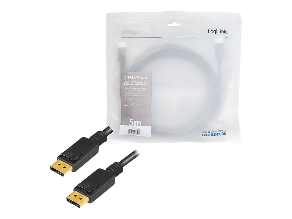 Logilink DisplayPort-Kabel, DP/M zu DP/M, 8K/60 Hz, schw. 5m - CV0139