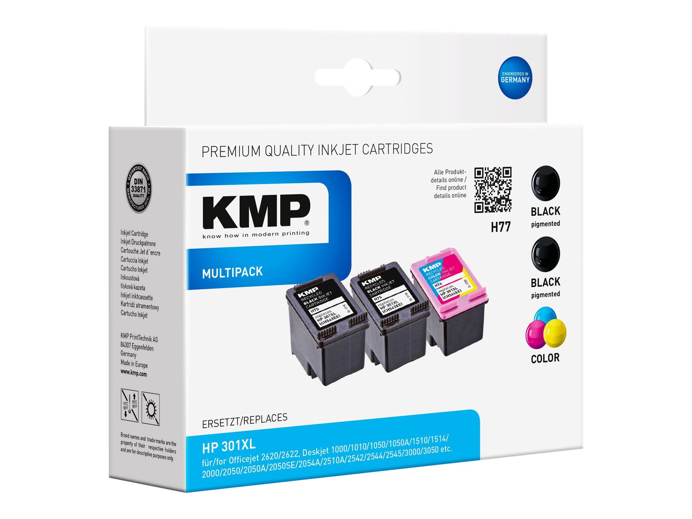 KMP Patrone HP HP301XL CH563EE Multipack BK/C/Y/M remanufactured