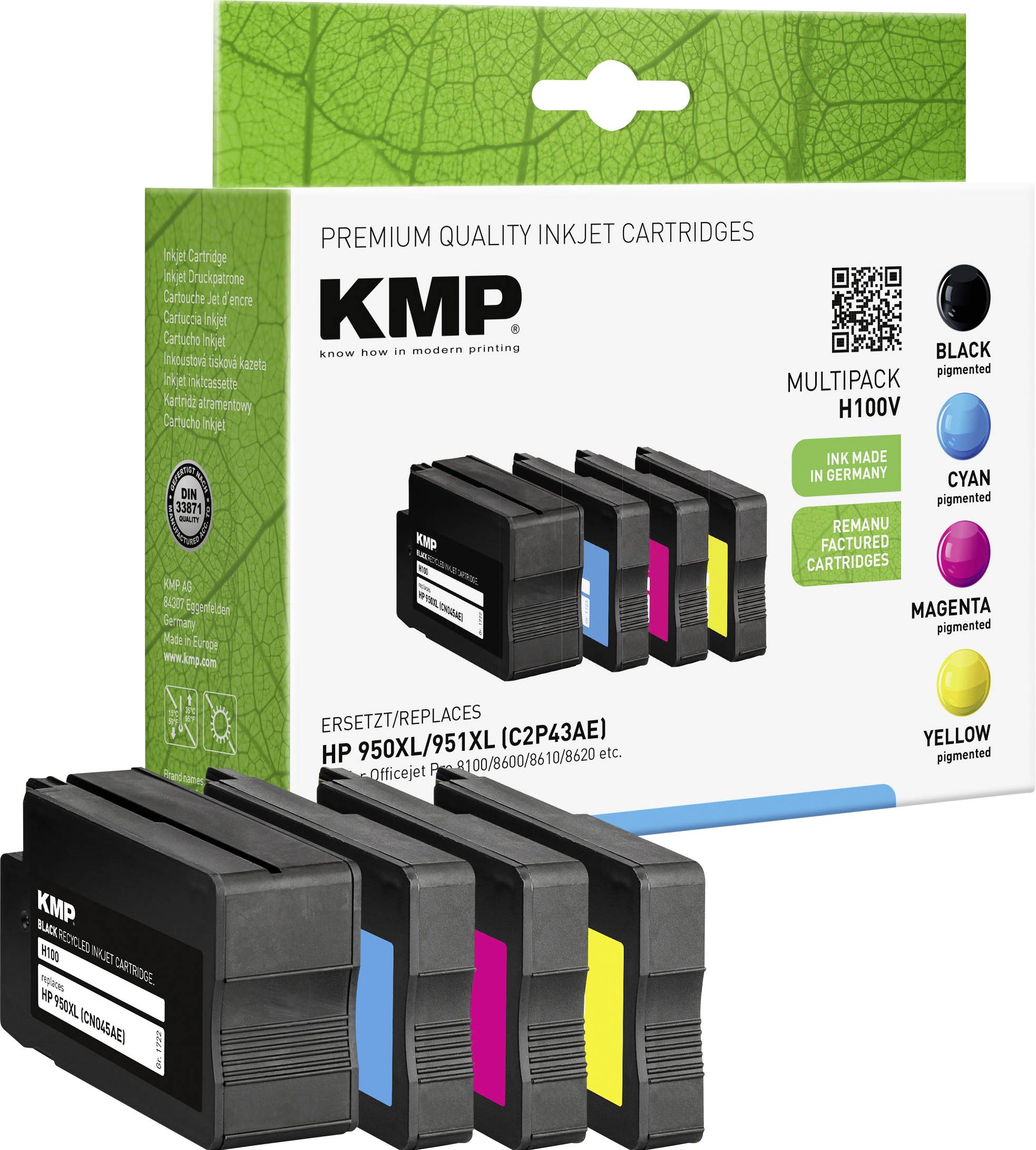 KMP Patrone HP HP950XL C2P43AE Multipack BK/C/Y/M remanufactured