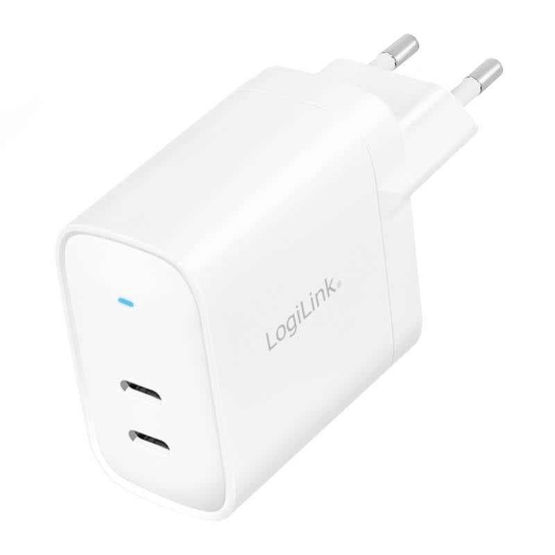 Logilink Steckdosenadapter, 2x USB-C, GaN, 40W - PA0282