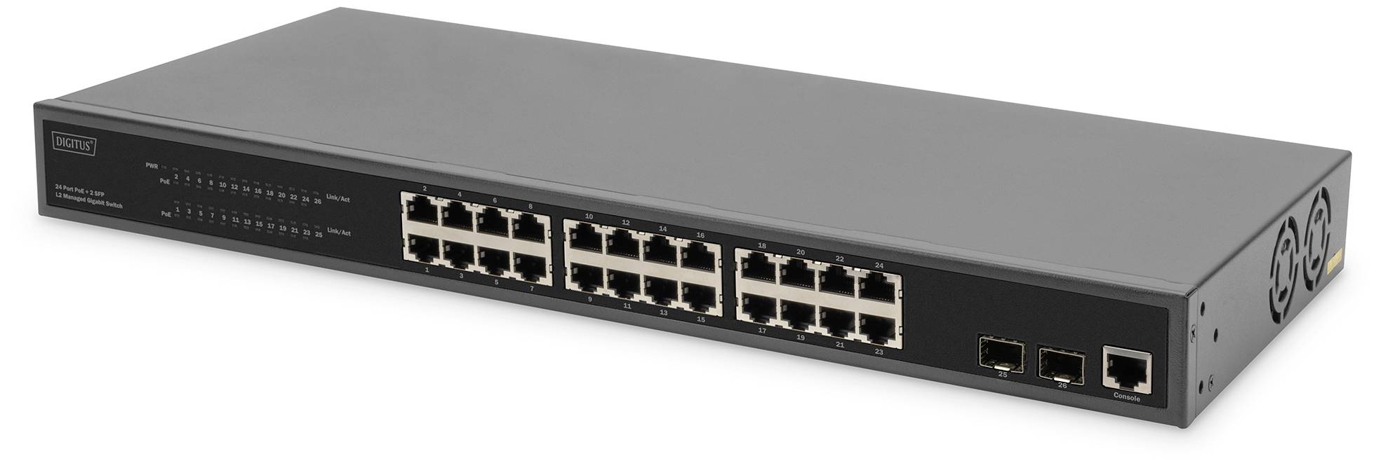 DIGITUS Switch 24 Port L2 Managed Gigabit Ethernet PoE