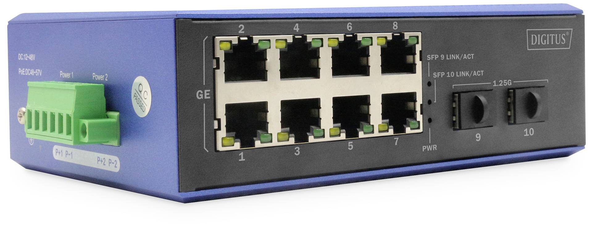 DIGITUS Switch 8 + 2 -Port Gigabit Ethernet PoE 20 km - DN-651151