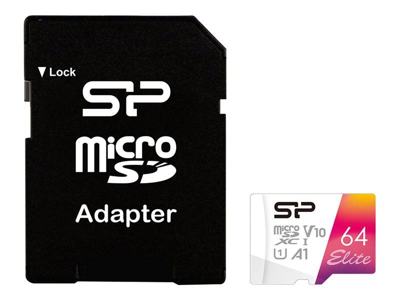 MicroSD Card 64GB Silicon Power UHS-1 Elite/CL.10 ink.AdNEU - SP064GBSTXBV1V20SP