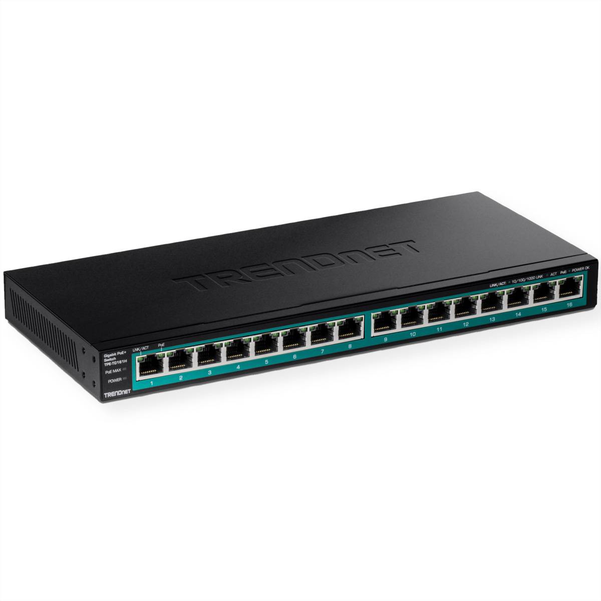 TRENDnet 16-Port Gigabit PoE+ Switch(123W) - TPE-TG161H