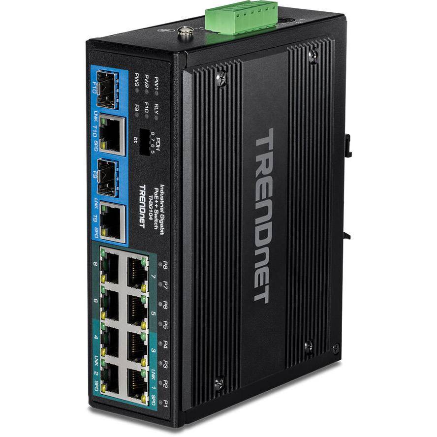 TRENDnet Switch 10-port Industrial Gbit PoE++ Din-Rail - TI-BG104