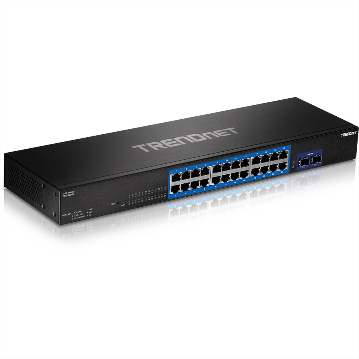 TRENDnet 24-Port Gigabit Switch with 2 x 10G SFP+ Slots - TEG-30262