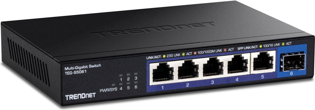 TRENDnet 6-Port 2.5G Unmanaged Switch with 10G SFP+ Port - TEG-S5061