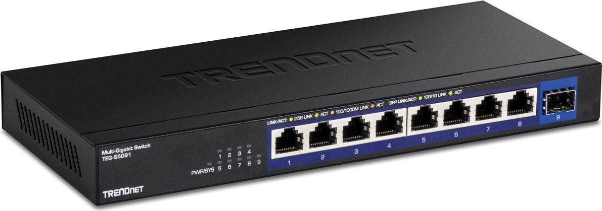 TRENDnet 9-Port 2.5G Unmanaged Switch with 10G SFP+ Port - TEG-S5091