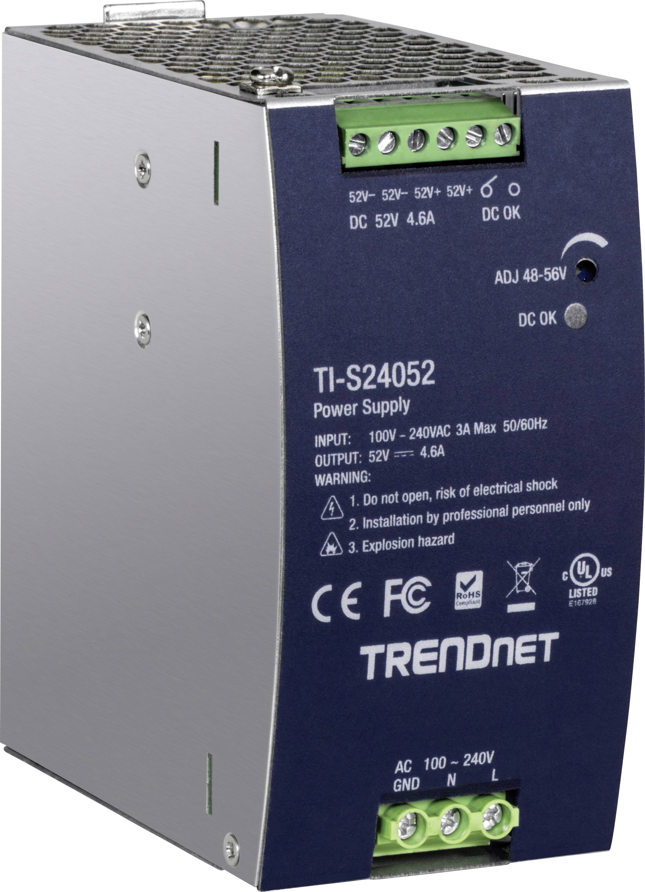 TRENDnet DIN-Rail Power Supply 240W,52V DC,4.61A, AC to DC - TI-S24052