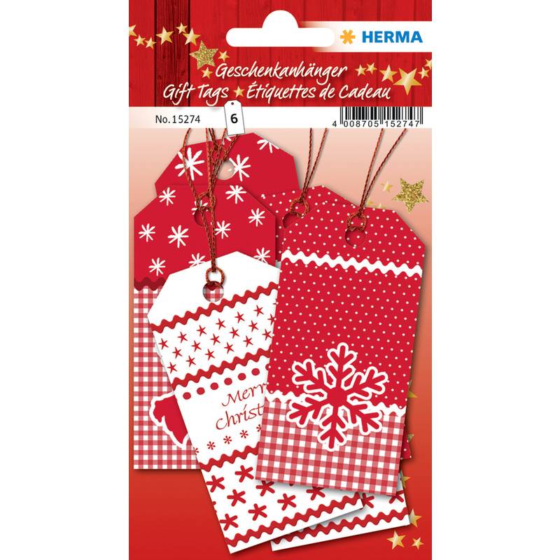 HERMA Weihnachtsgeschenkanhänger White Christmas 6 Stück - 15274