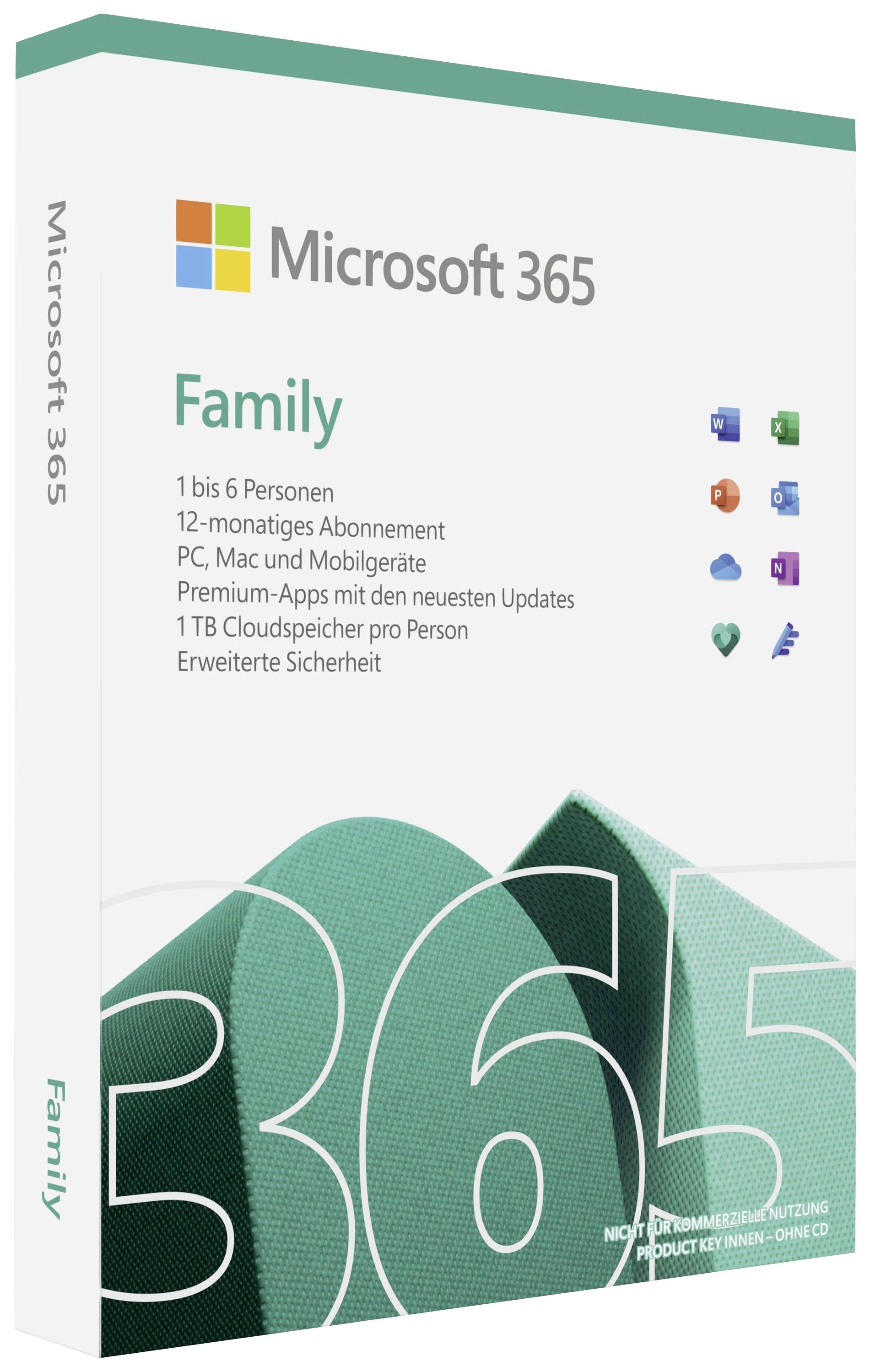 Microsoft 365 Family WIN/MAC Subscript. 1 Lic. 1Y dt. P10 - 6GQ-01926