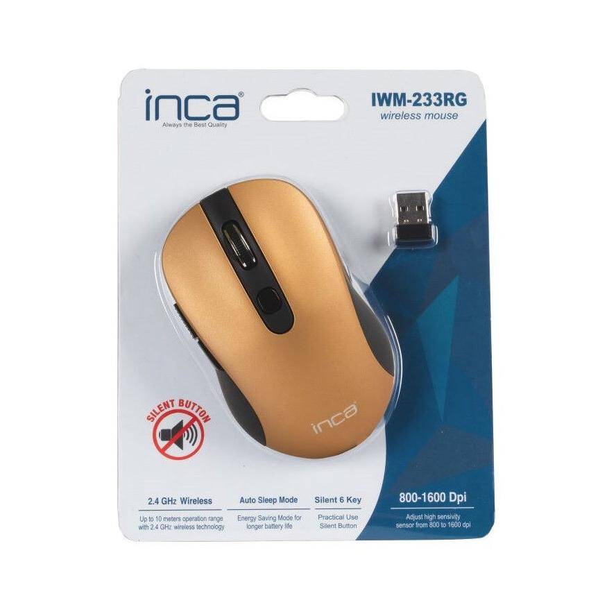 INCA Maus IWM-233RG 1600 DPI,Wirless,6 Tasten,Gold, 2,4GHz - IWM-233RG