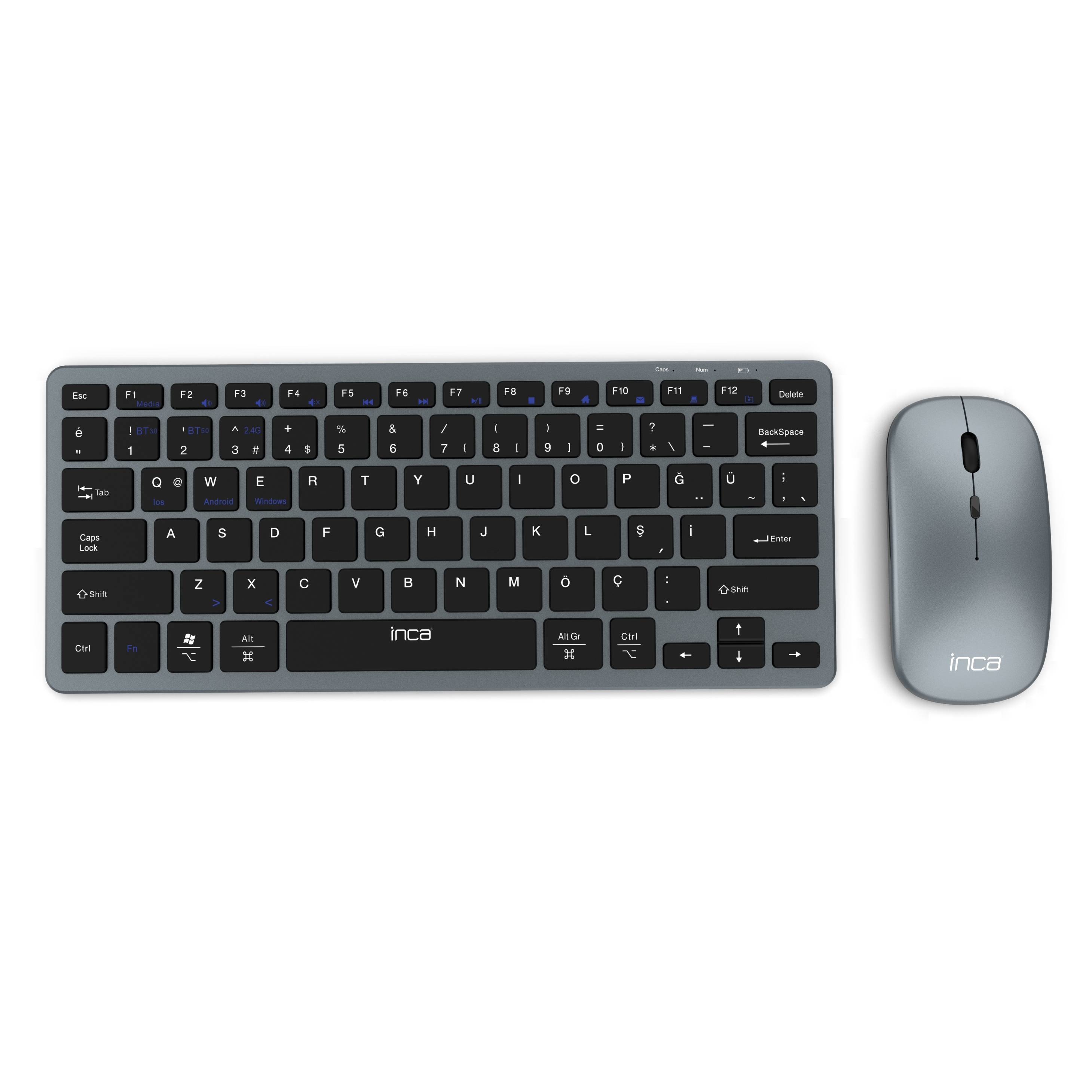 INCA Tastatur IBK-572BT BT 2.4G Smart Grau,3.0/5.0+2,4 GHz