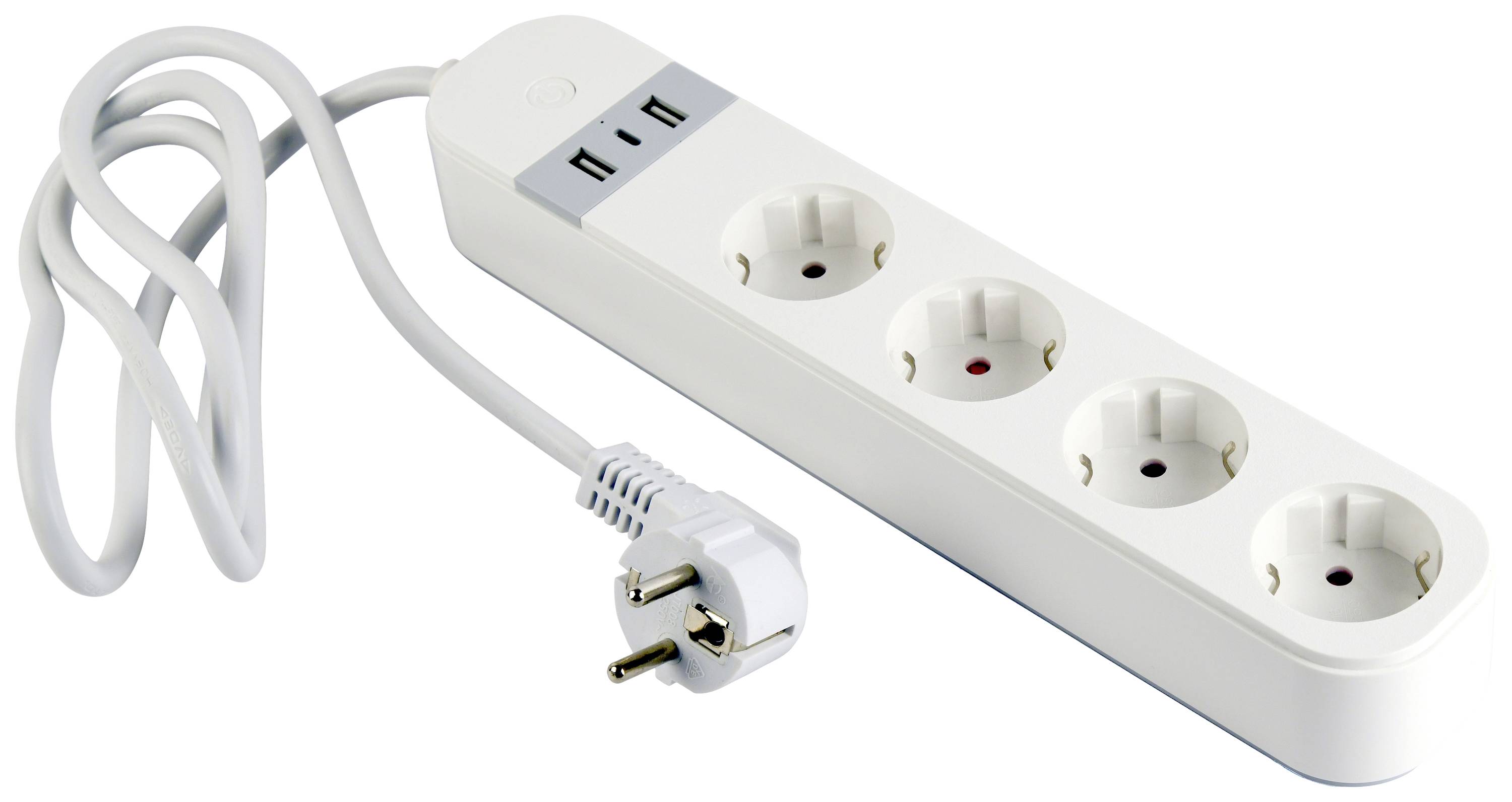 gembird Smart Home Steckdosenleiste 4Fach, m.USB-Charge weiß - TSL-PS-S4U-01-W