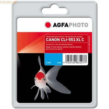 AgfaPhoto Patrone Canon APCCLI551XLC ers. CLI551XL cyan remanufactured - APCCLI551XLC