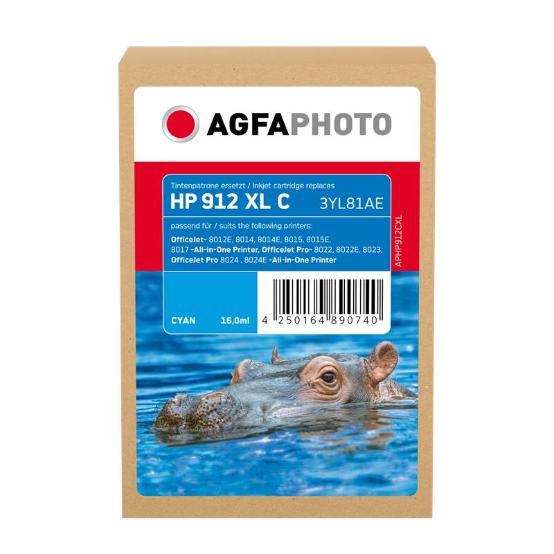 4250164890740 - AgfaPhoto Patrone HP APHP912CYL No912XL 3YL81AE cyan remanufactured