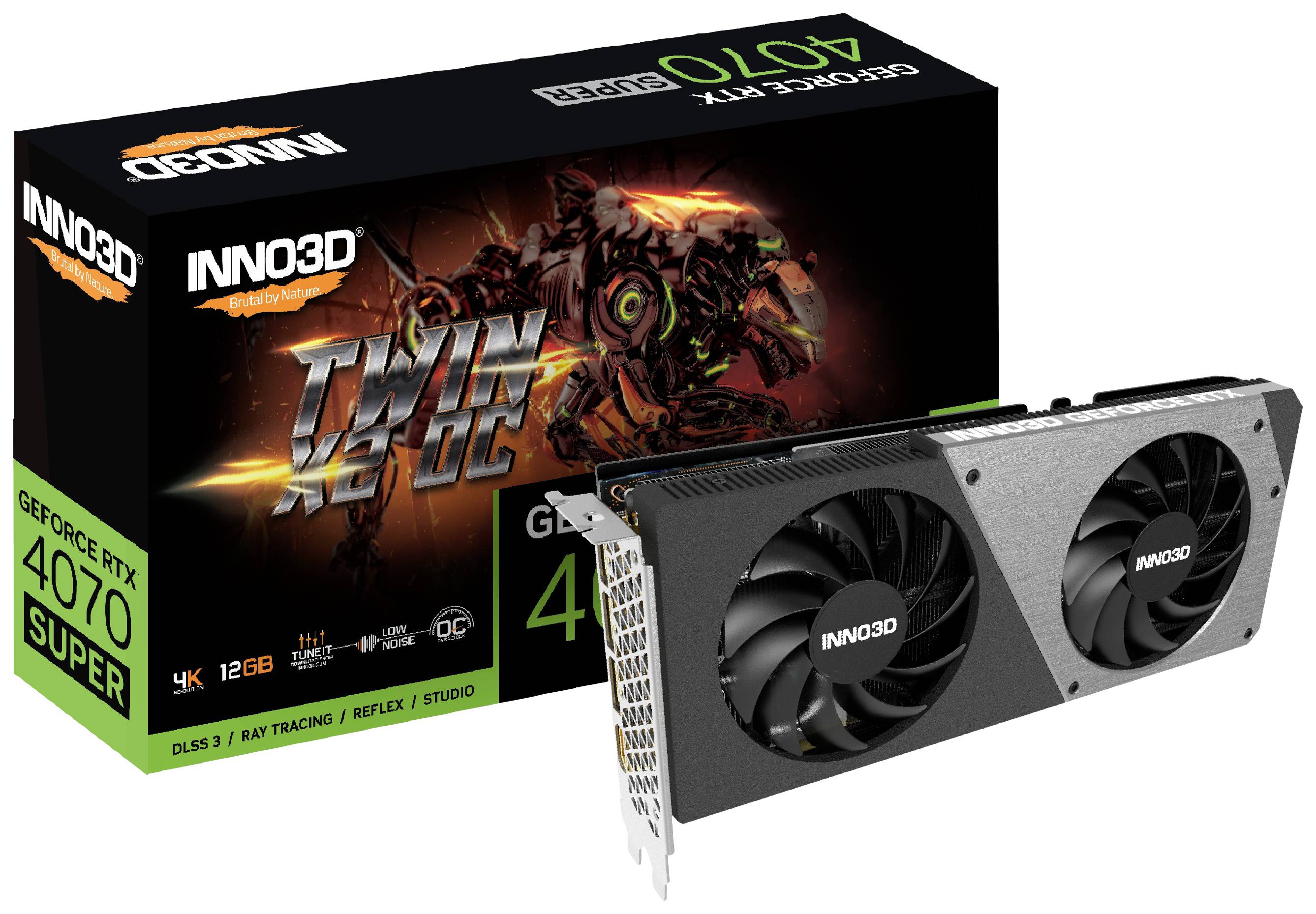 Inno3D RTX4070 Super TWIN X2 OC 12GB GDDR6X HDMI 3xDP - N407S2-126XX-186162N