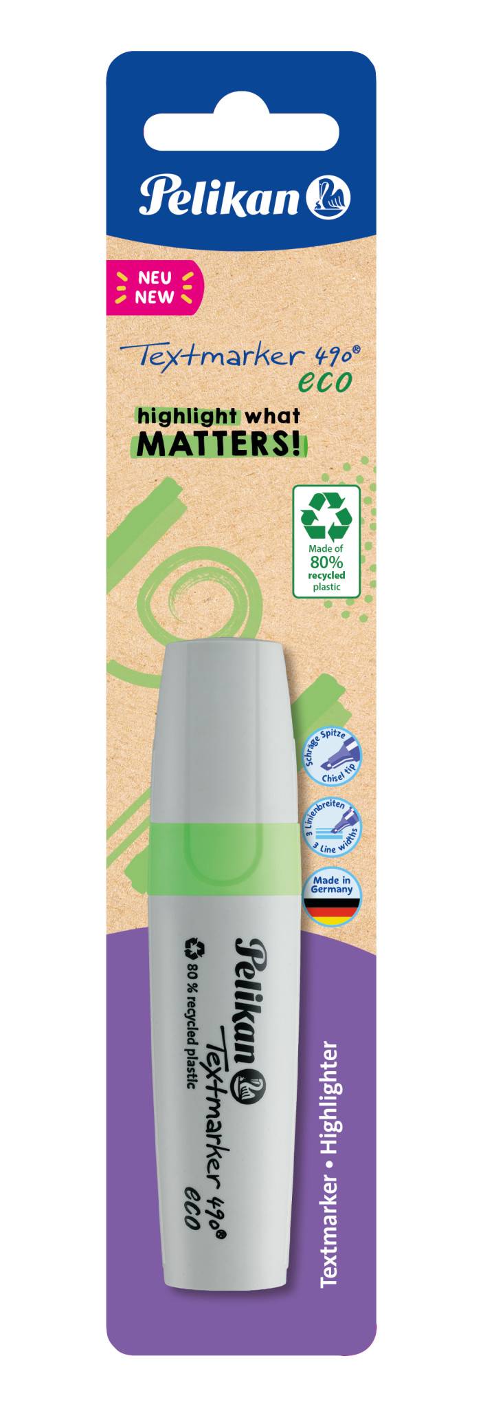 Pelikan Textmarker 490 eco 1 Stück auf Blister Neon-Grün - 823425