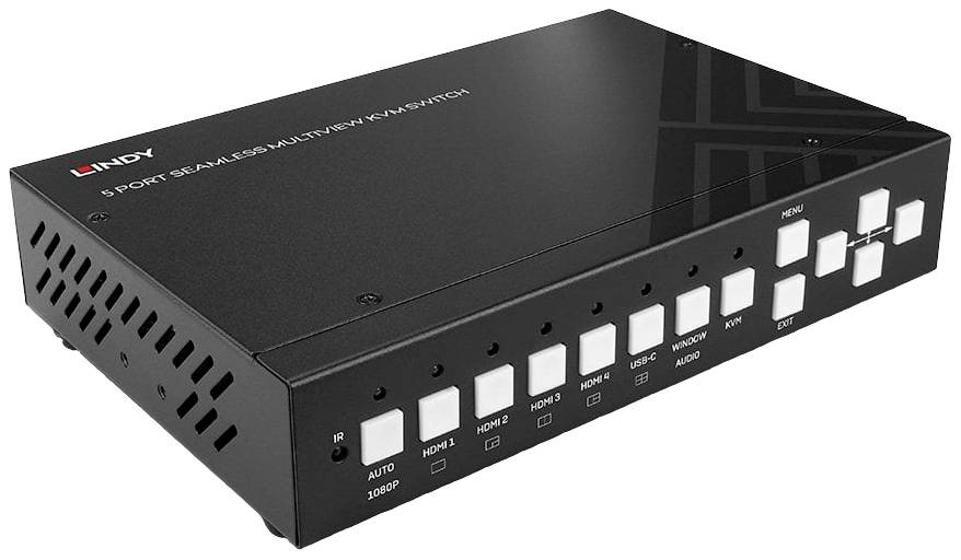 LINDY 5 Port KVM Switch Seamless Multiview 4HDMI 1USB Typ C - 32330