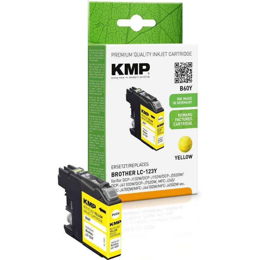 KMP Patrone Brother LC-123Y      600 S. yellow remanufactured