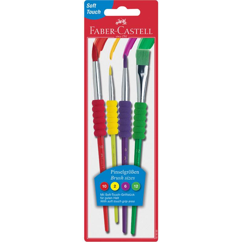 FABER-CASTELL Pinsel 4er Set mit Softgriffstück BK - 481600