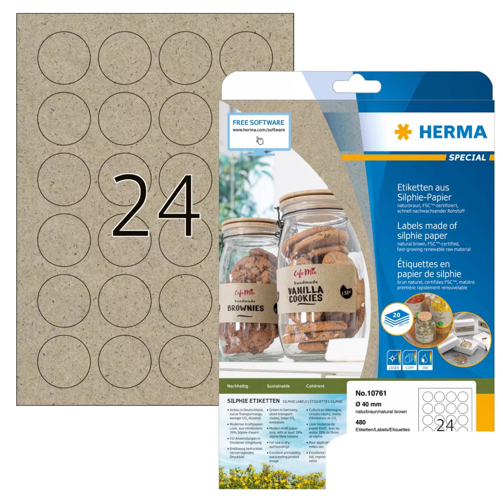 HERMA Etiketten Silphie A4 20 Blatt 40mm Rund - 10761