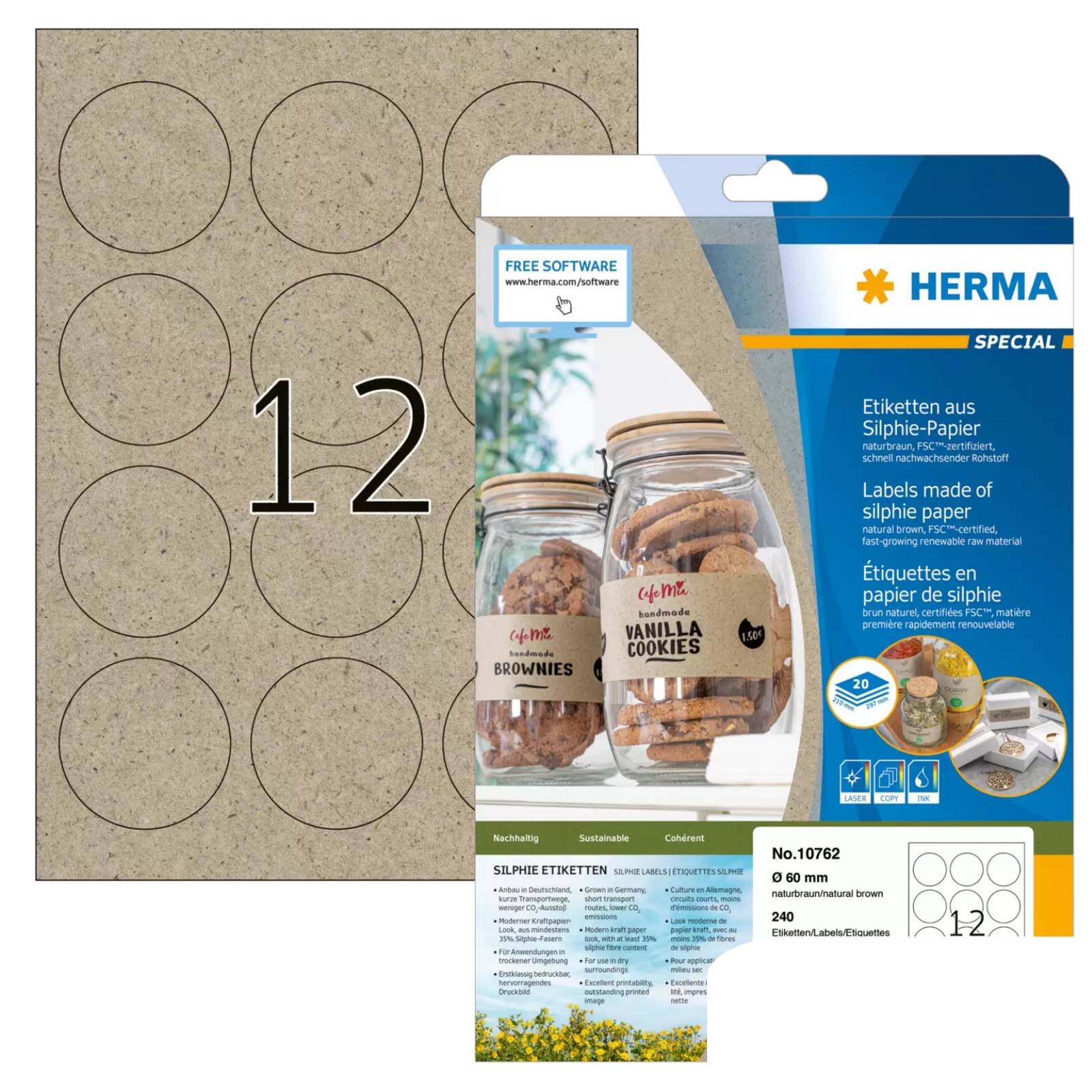 HERMA Etiketten Silphie A4 20 Blatt 60mm Rund - 10762