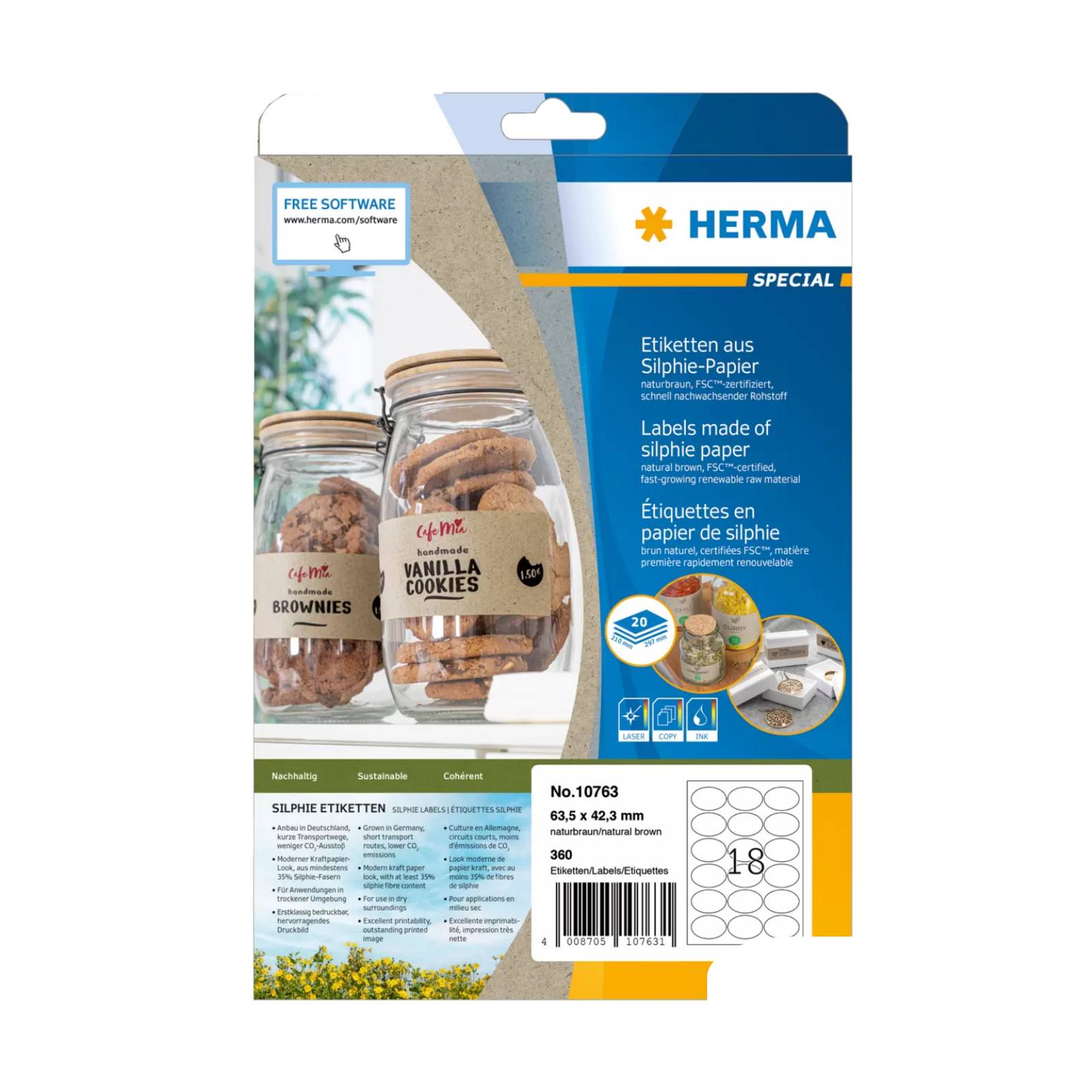 HERMA Etiketten Silphie A4 20 Blatt 63.5x42.3 Oval - 10763