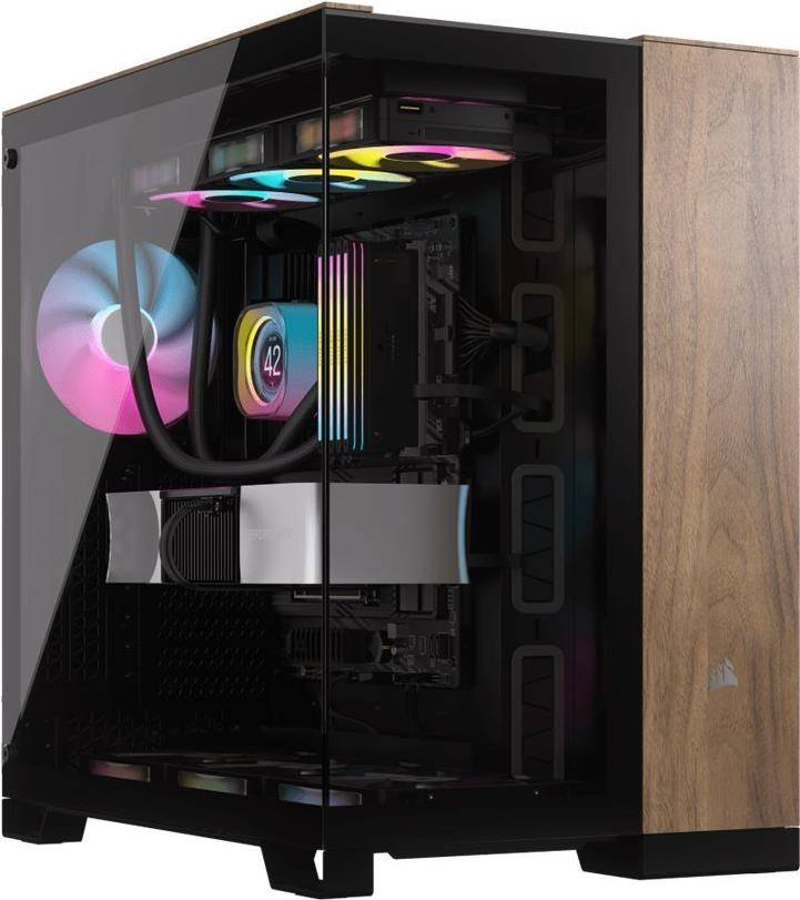 CORSAIR Geh Midi 6500X (Tempered Glass) Black/Walnut Wood - CC-9011282-WW