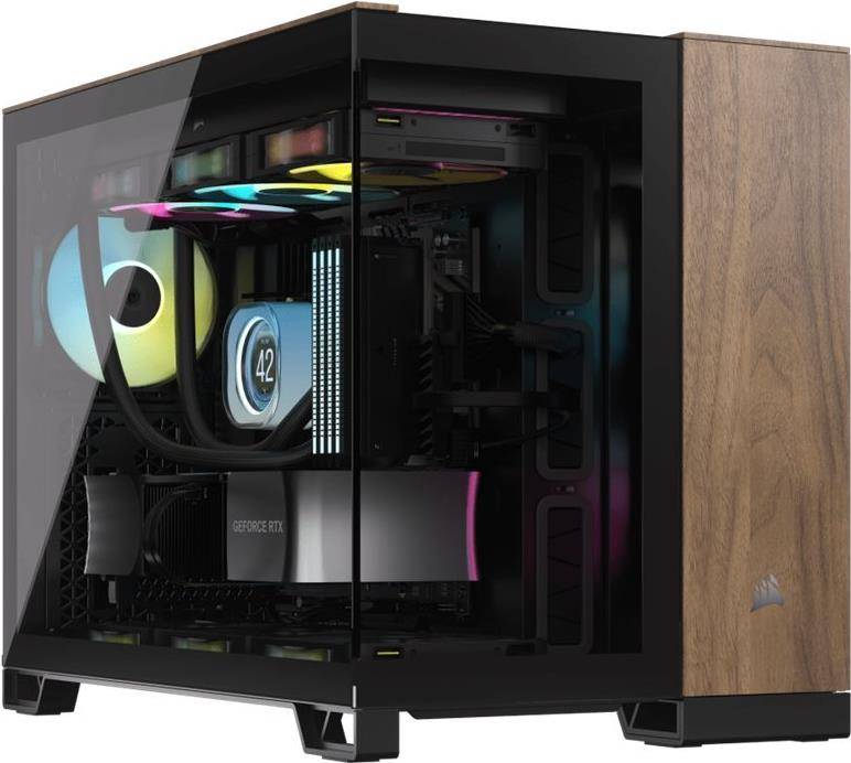 CORSAIR Geh mATX 2500X (Tempered Glass) Black/Walnut Wood - CC-9011286-WW