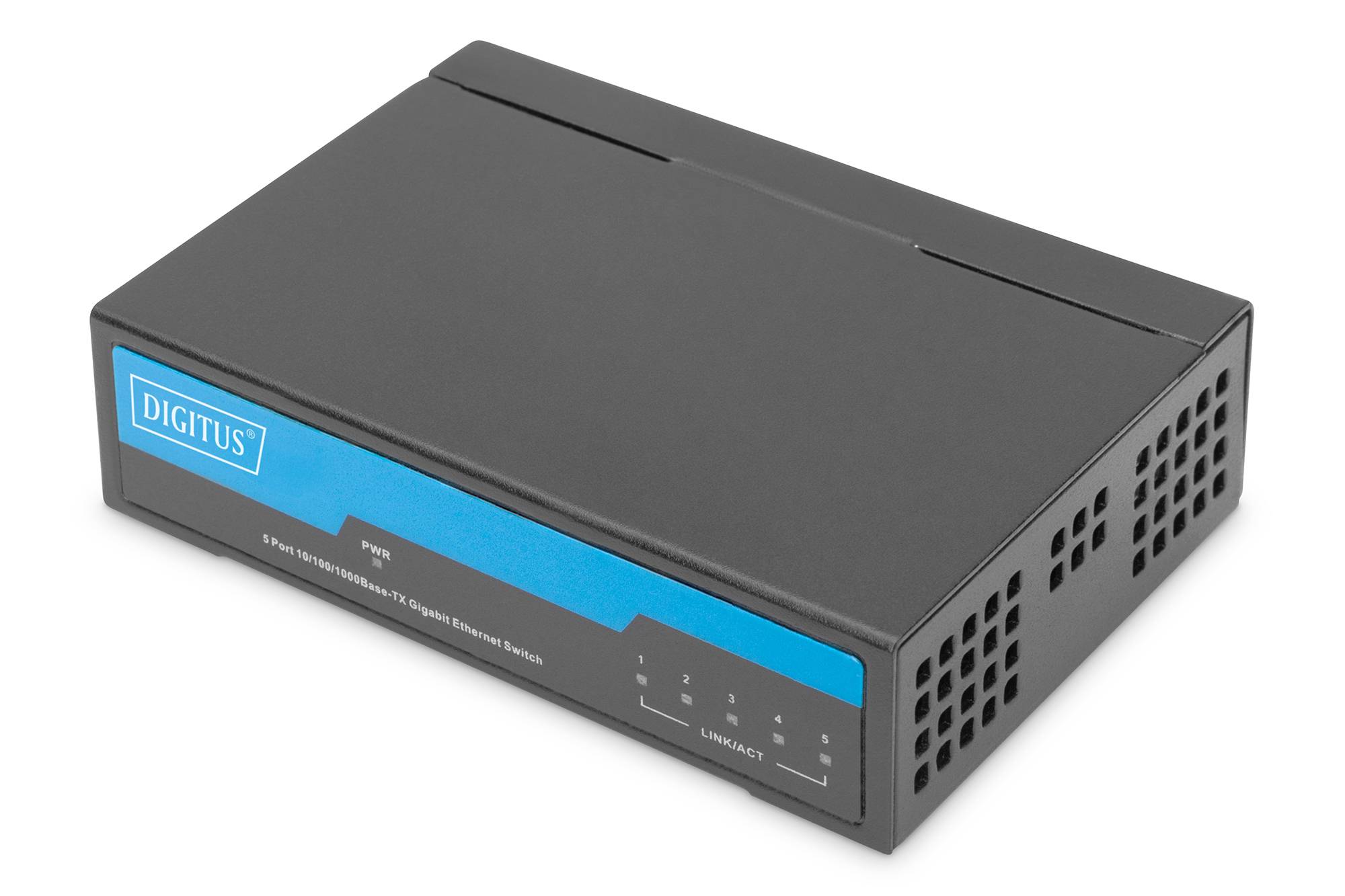 DIGITUS Switch 5-Port Gigabit Unmanaged Metallgehäuse schw - DN-80202-1