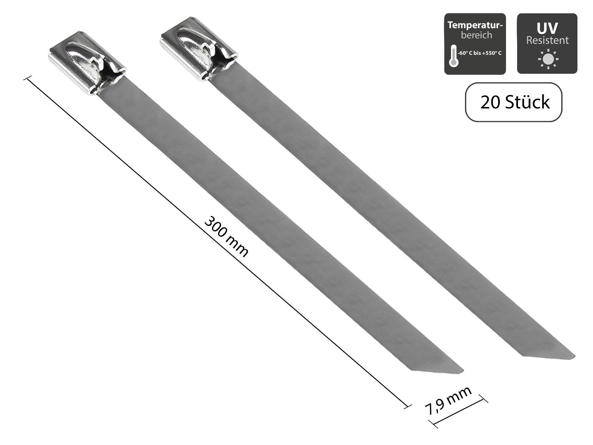 Good Connections Edelstahl-Kabelbinder 300mmx7,9mm 20 St. - KAB-E30X79