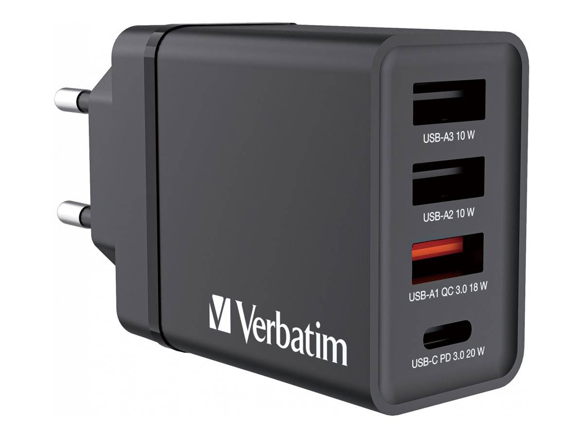 Verbatim CHR-30EU2 USB Charger 30W with 2 x USB-A 10W Black - 49700