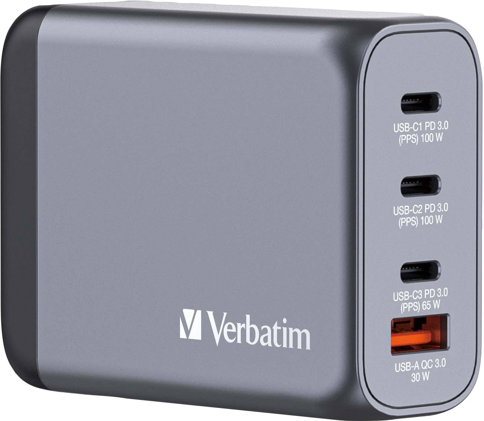 Verbatim GNC-100 GaN Charger 4 Port 100W USB A/C (EU/UK/US) - 32202