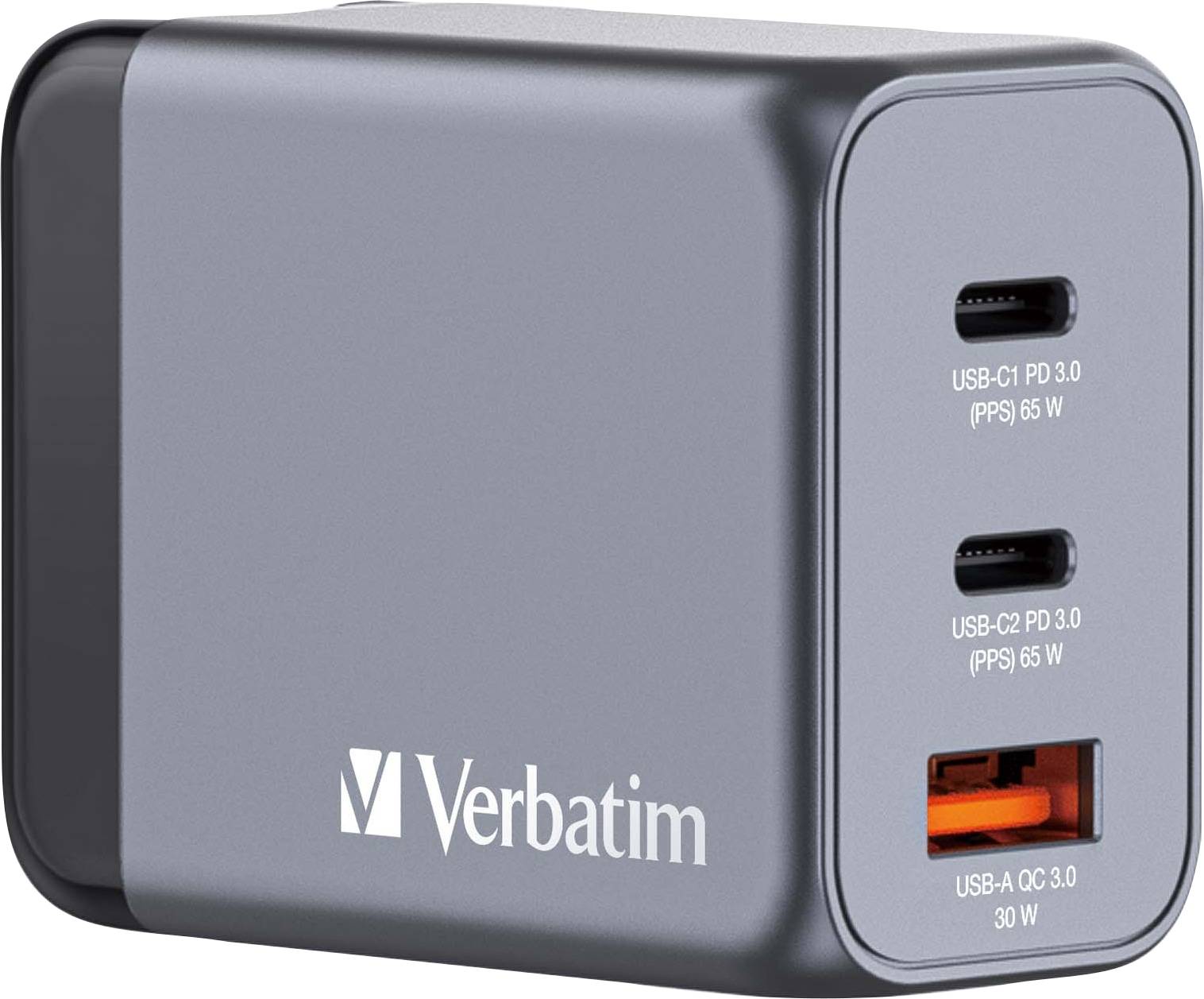 Verbatim GNC-65 GaN Charger 3 Port 65W USB A/C (EU/UK/US) - 32201