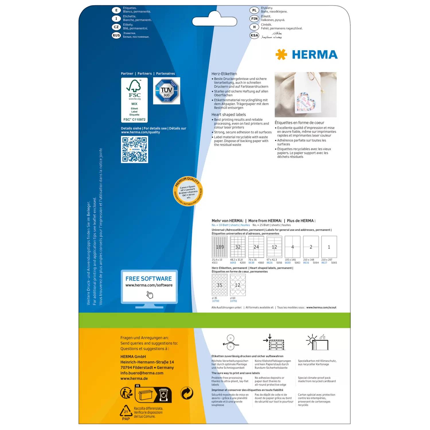 HERMA Premium Etiketten in Herzform 60x60 1Stk - 10791